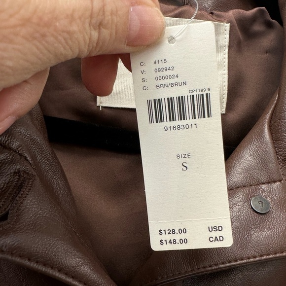 Pilcro Faux Leather Boyfriend Jacket – Brown – Size Small - Picture 4 of 8